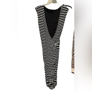 Mossimo size XL tall  black & white stripe faux wrap sleeveless dress NWT